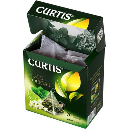 Чай зеленый Curtis Hugo Cocktail 20 пирамидок с цветочным вкусом мятой лаймом и ароматом цветов бузины