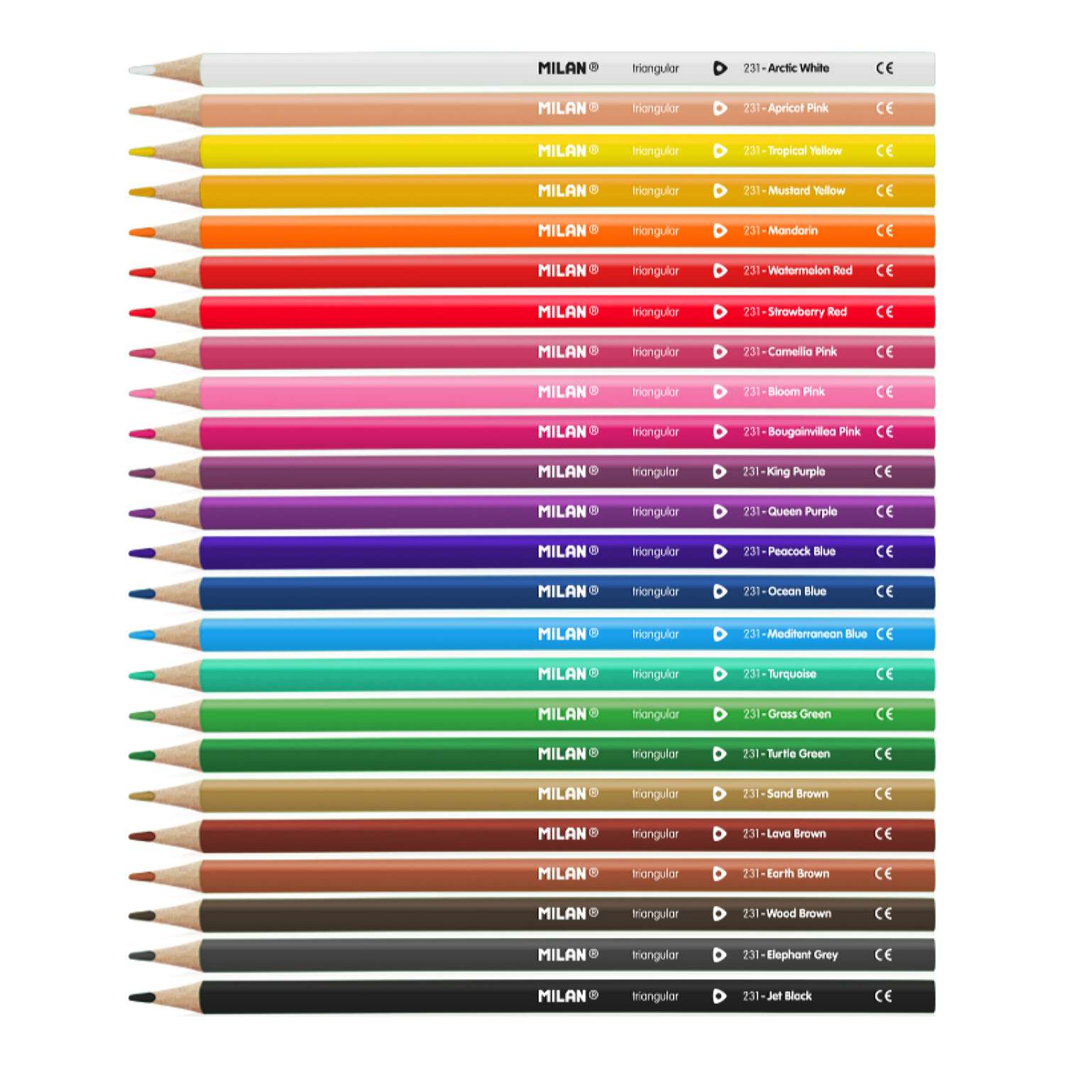 Набор цветных карандашей MILAN 24 шт трехгранный корпус в картонной упаковке - фото 2