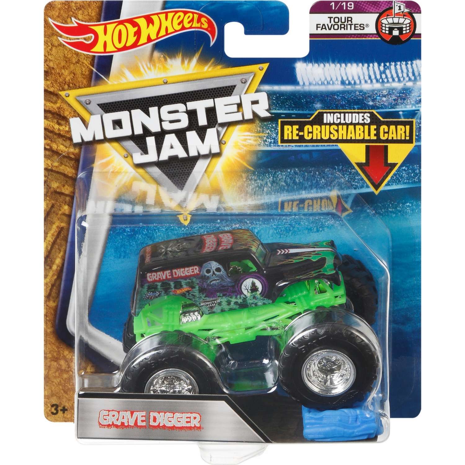 Машина Hot Wheels Monster Jam 1:64 Tour Favorites Грейв Диггер FLX23 21572 - фото 2