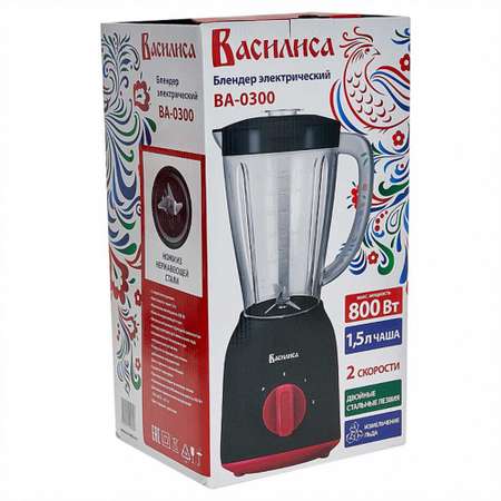 Блендер Василиса ВА-0300 черный с красным 800Вт чаша 1.5 л.