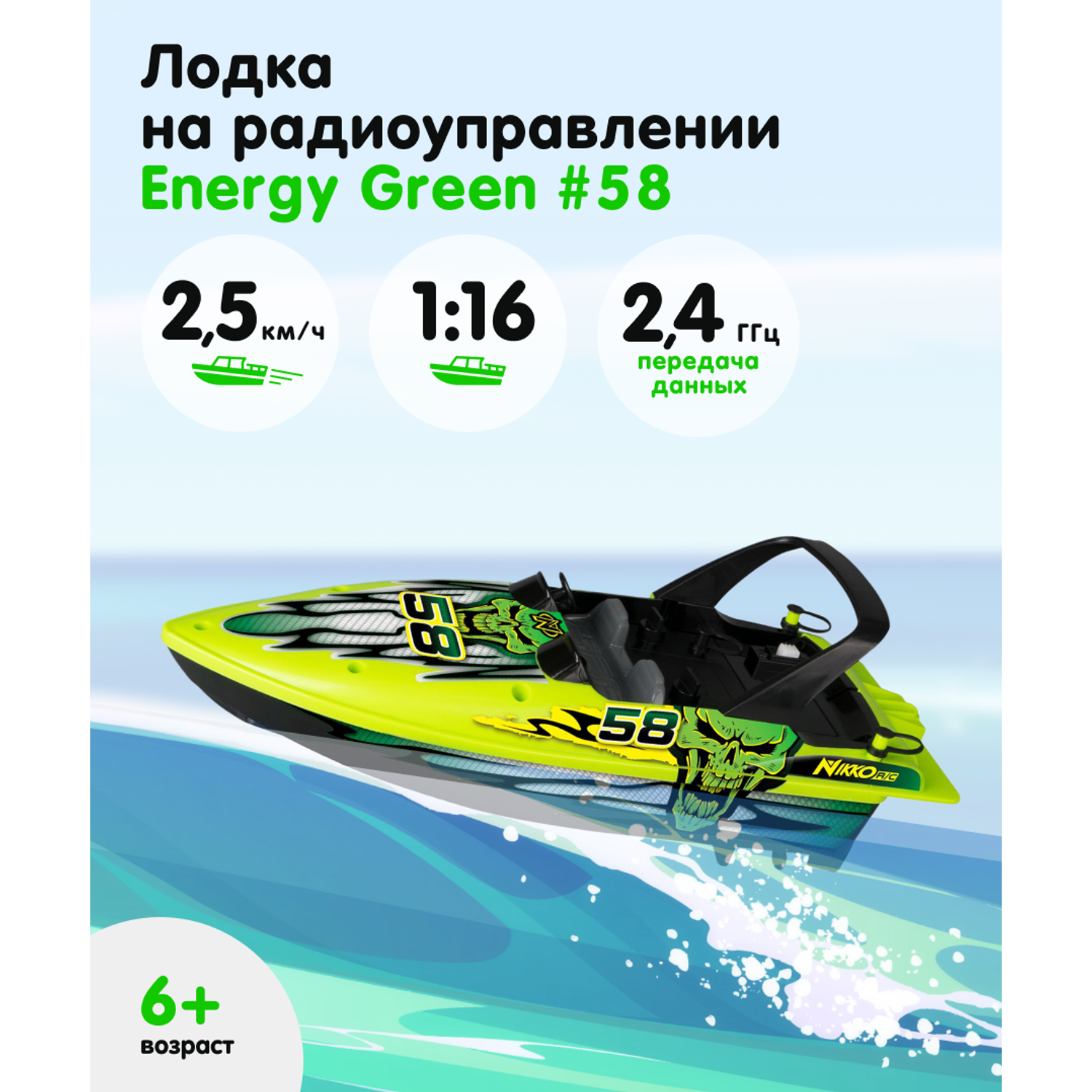 Лодка NIKKO на р/у Energy Green 58 - фото 1