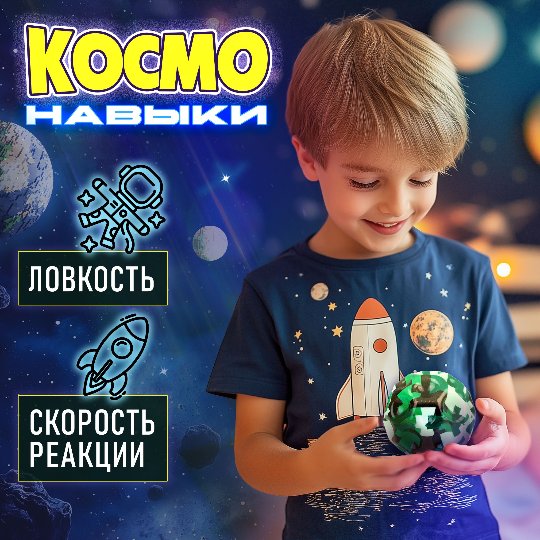 Мяч детский moon ball Крутой Замес 1TOY попрыгунчик лунный галактический зеленый - фото 5