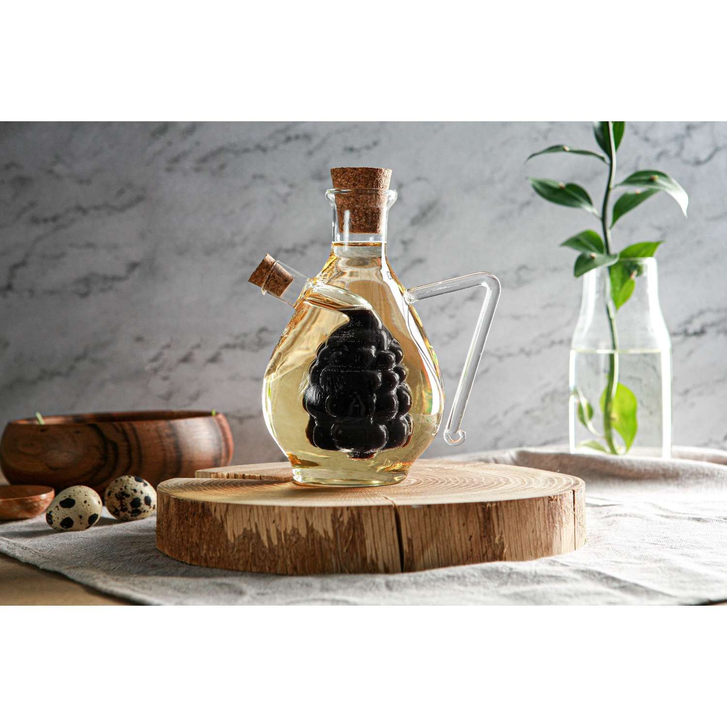 Бутыль Sima-Land стеклянная для соусов и масла 2 в 1 «Фьюжн. Виноград» 450/60 мл 11×9 5×15 5 см - фото 2
