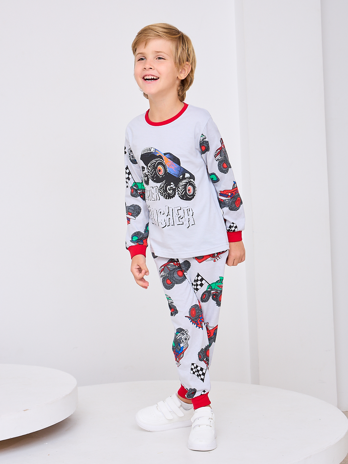 Лонгслив и штанишки Mil Art kids цвет серый 1902201529SUIT-SLEEP-BOY-GRAY  купить по цене 1120 ₽ в интернет-магазине Детский мир