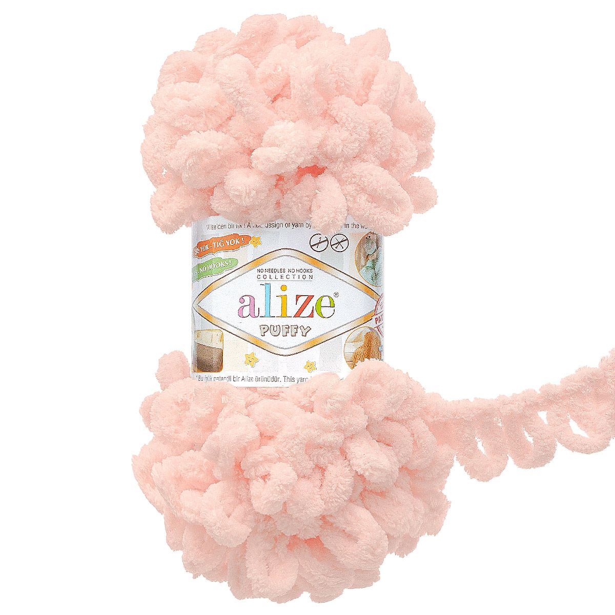 Пряжа для вязания Alize puffy 100 г 9 м микрополиэстер фантазийная плюшевая 639 кристально-розовый 5 мотков - фото 4