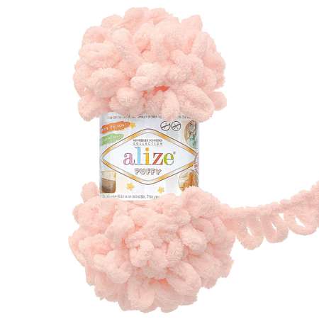 Пряжа для вязания Alize puffy 100 г 9 м микрополиэстер фантазийная плюшевая 639 кристально-розовый 5 мотков