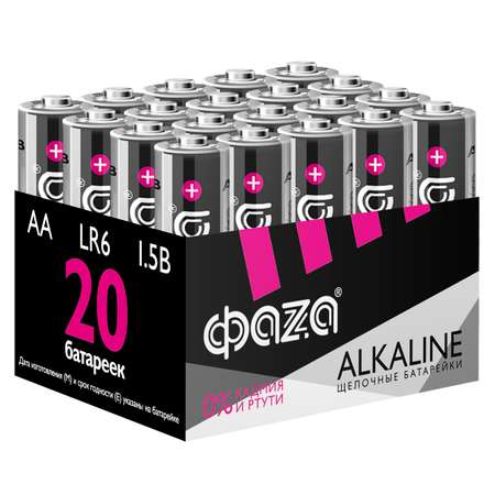 Батарейки алкалиновые ФАZА Фаzа alkaline АА LR6 Пальчиковые  20 шт. LR6A-P20