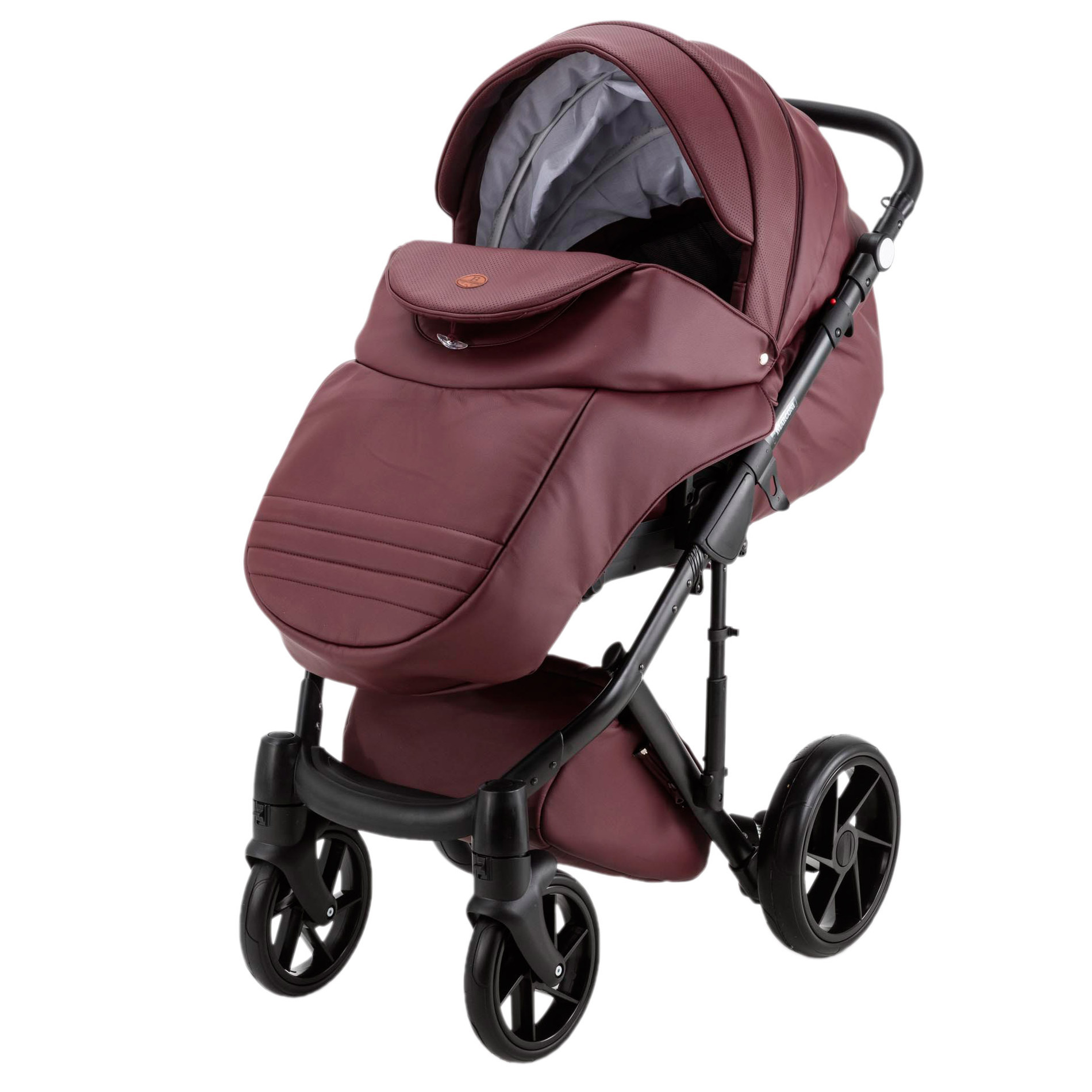 Коляска 3в1 BeBe-mobile Marconi 100% кожа BE11 Бордовая кожа+Бордовая перфорированная кожа - фото 2