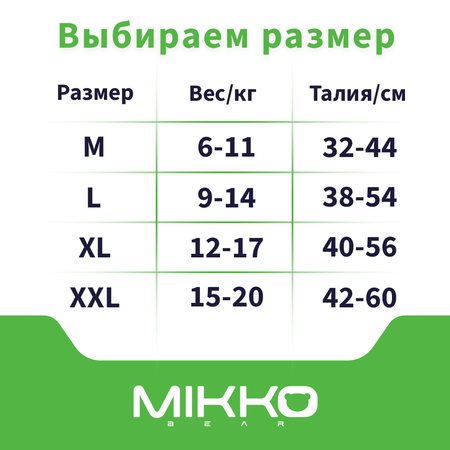 Подгузники-трусики Mikko Bear XXL 15-25 кг 44 шт