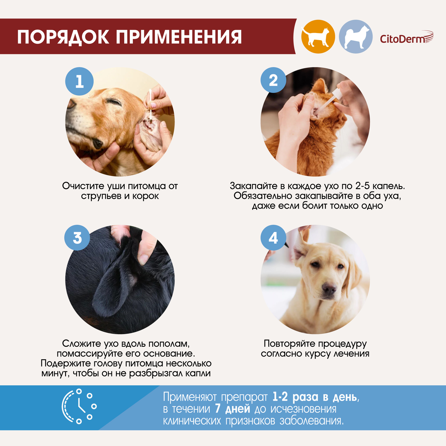 Капли ушные для животных CitoDerm антибактериальные 10мл купить по цене 289  ₽ с доставкой в Москве и России, отзывы, фото