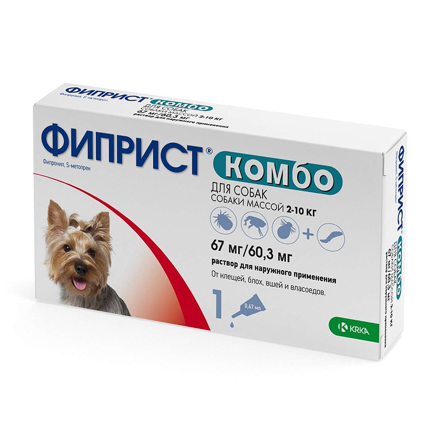 Препарат инсектоакарицидный для собак KRKA Фиприст Комбо 067мл №1 пипетка - фото 1