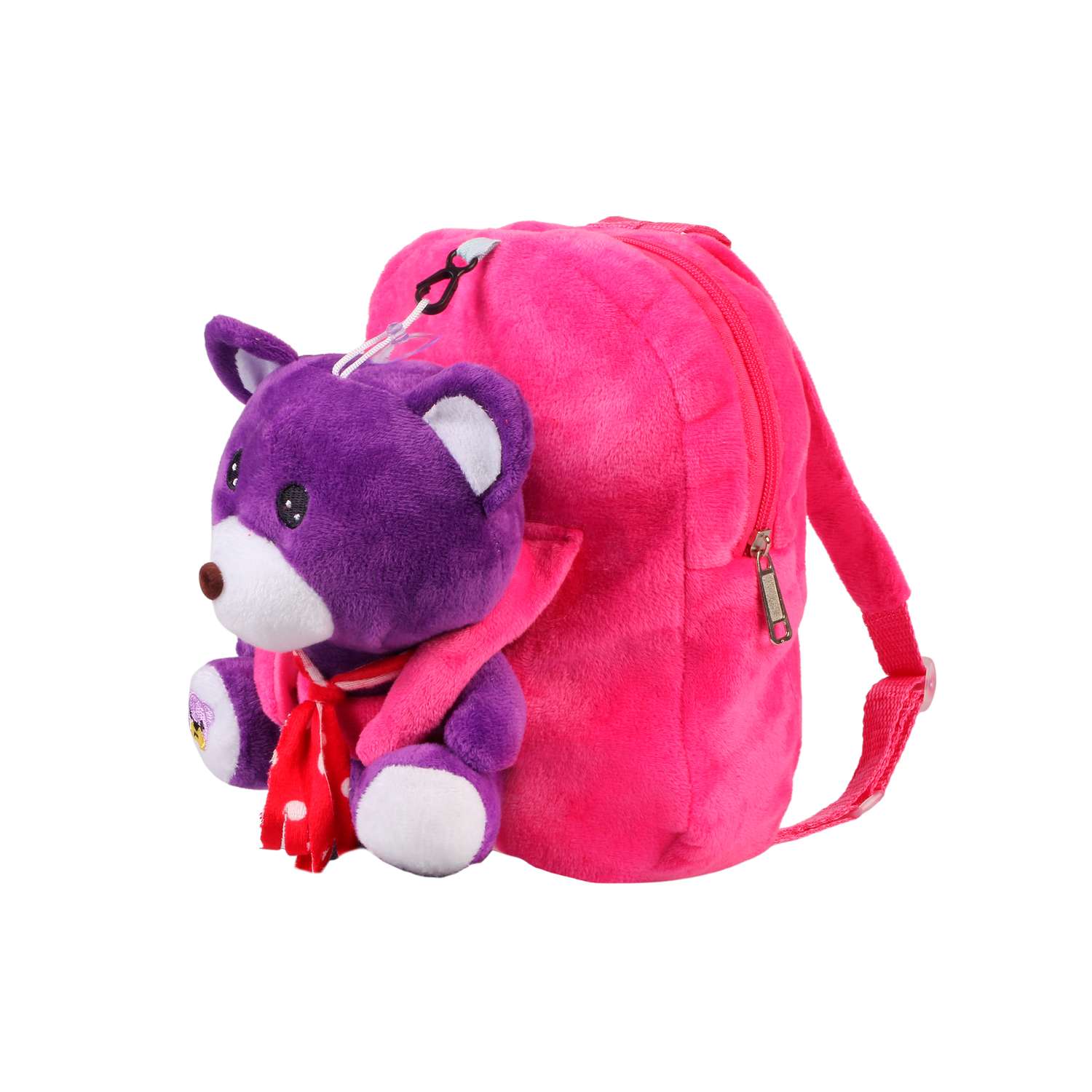 Рюкзак с игрушкой Little Mania фуксия Мишка фиолетовый - фото 2