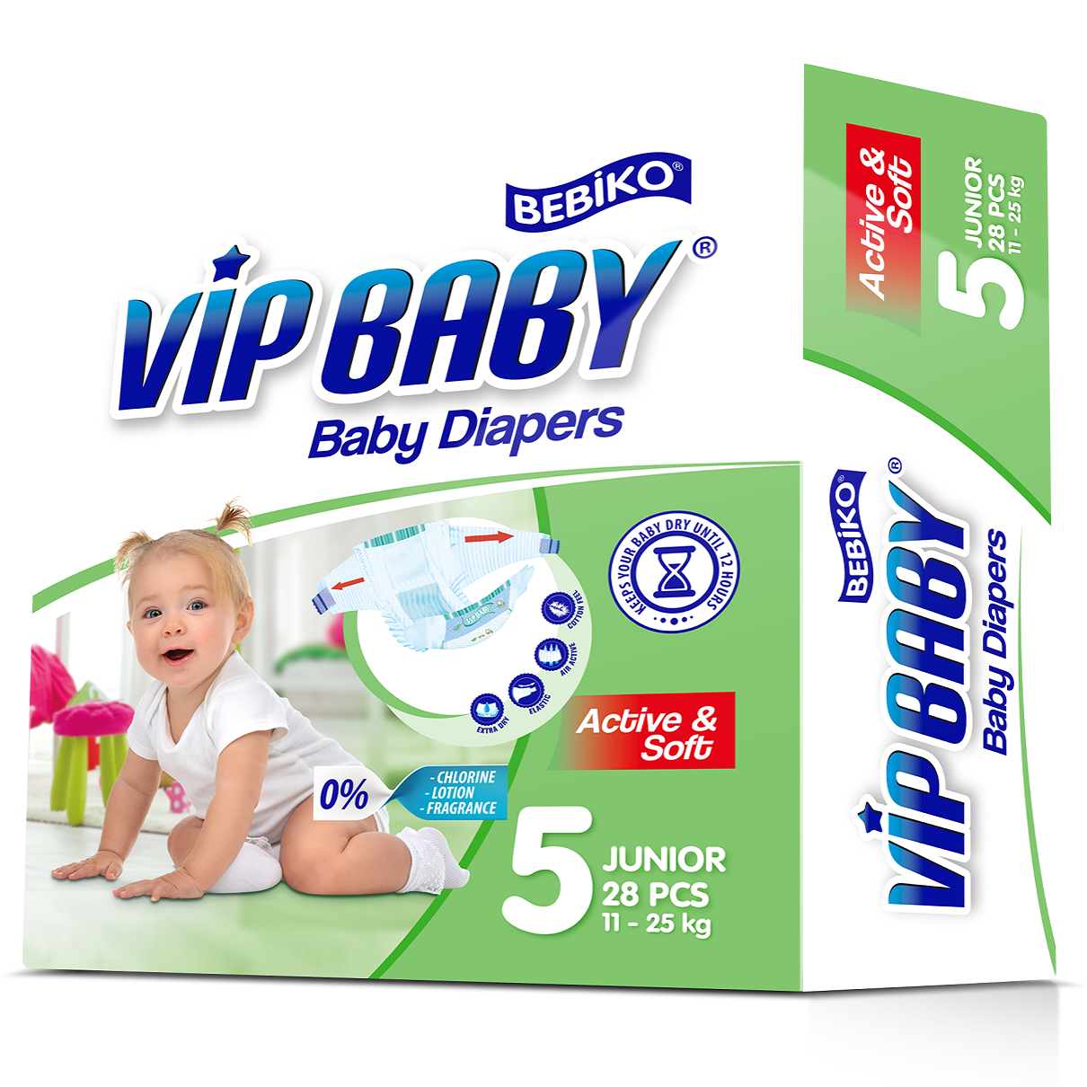 Подгузники Paksel Vip Baby Premium Junior вес 11-25 кг 28 шт/уп - фото 1