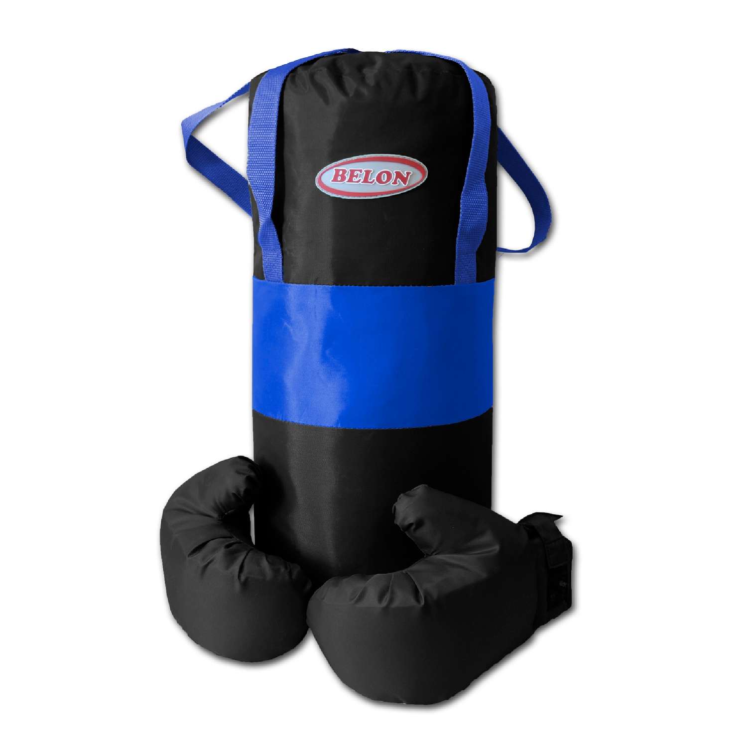 Детский набор для бокса Belon familia груша 50см х 20см с перчатками цвет синий и чёрный - фото 1