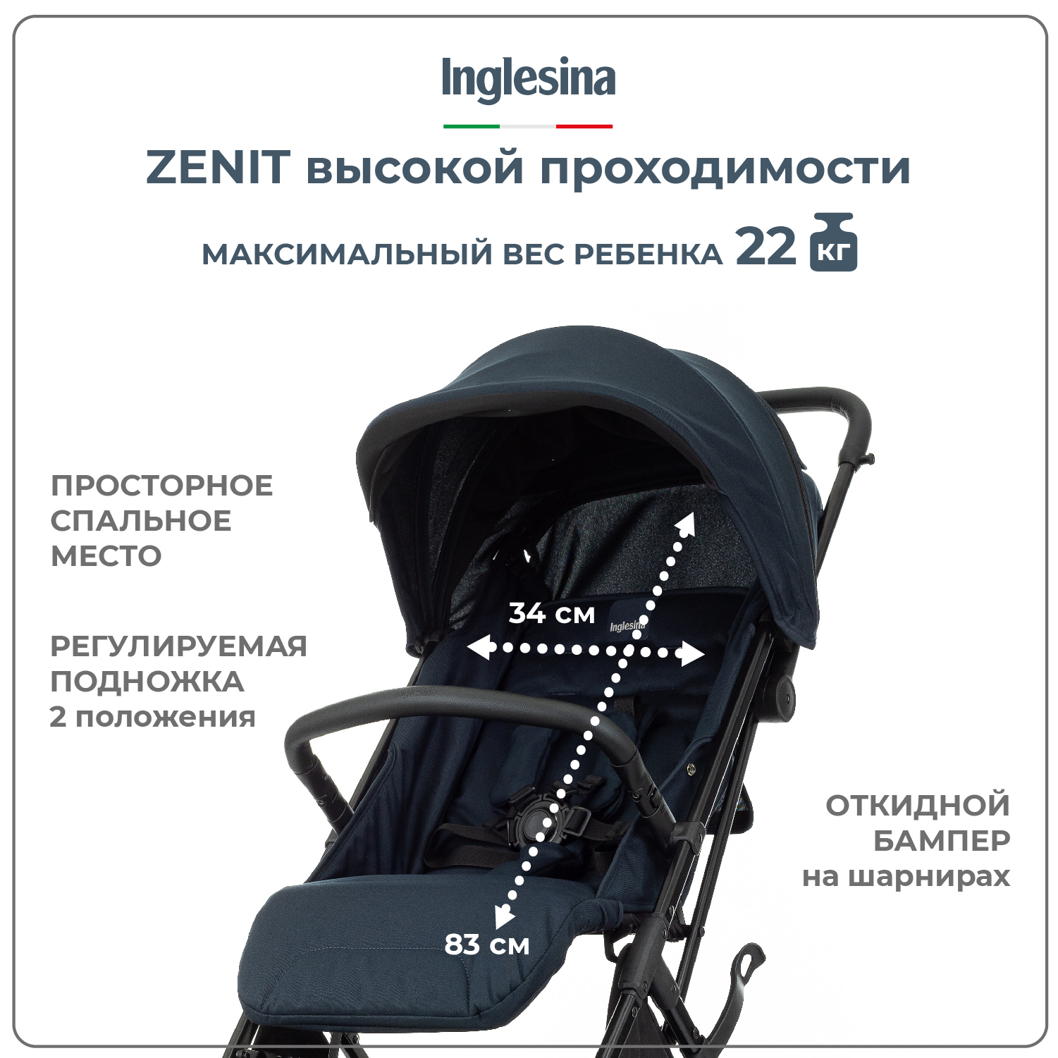 Прогулочная коляска Inglesina Zenit Navy - фото 3