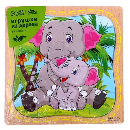Пазл Лесная мастерская в рамке «Слонёнок и мама»