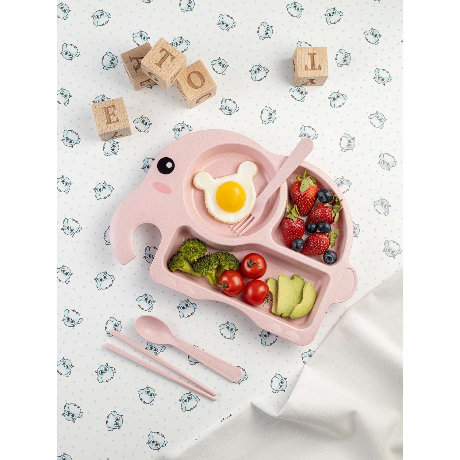 Набор детской посуды Добрый Филин Слоник розовый 4 предмета - фото 9