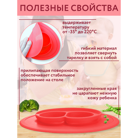 Тарелка PlayKid секционная силиконовая