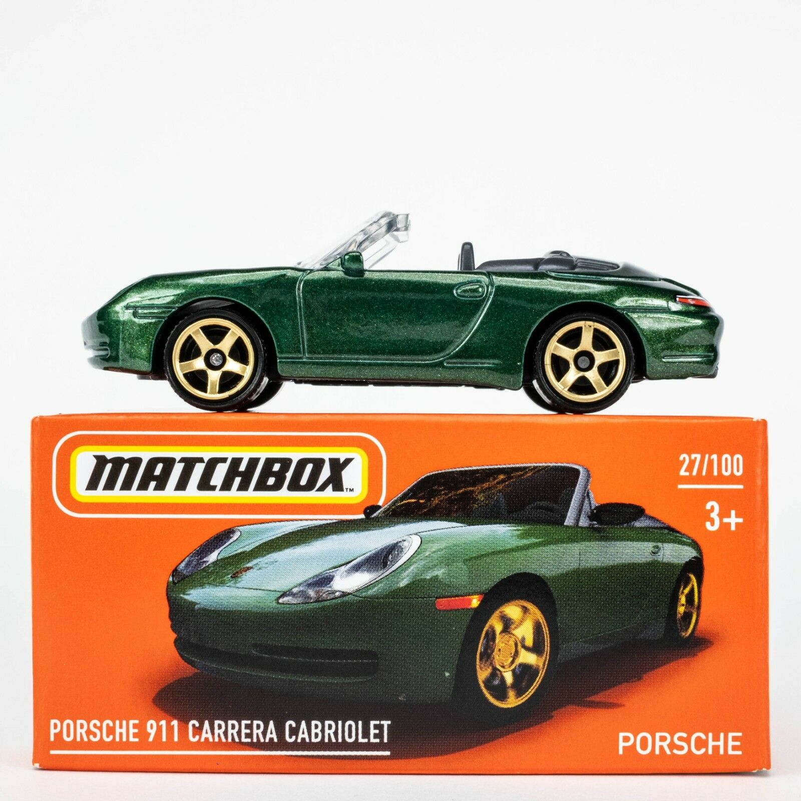 Автомобиль Matchbox Porsche 911 Carrera Cabriolet без механизмов зеленый 60834 - фото 8