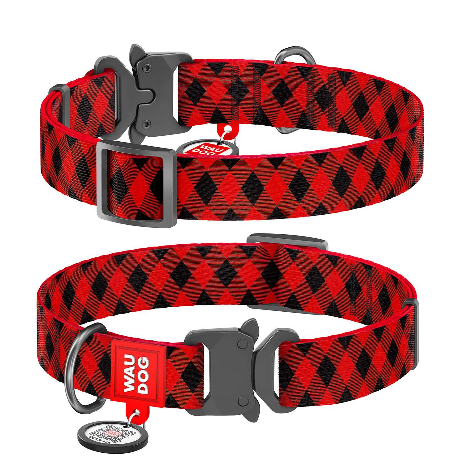 Ошейник для собак Waudog Nylon Шотландка малый Красный 5085 - фото 2
