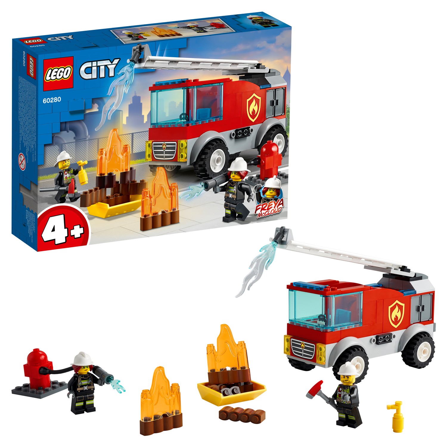 Конструктор LEGO City Fire Пожарная машина с лестницей 60280 купить по цене  999 ₽ в интернет-магазине Детский мир