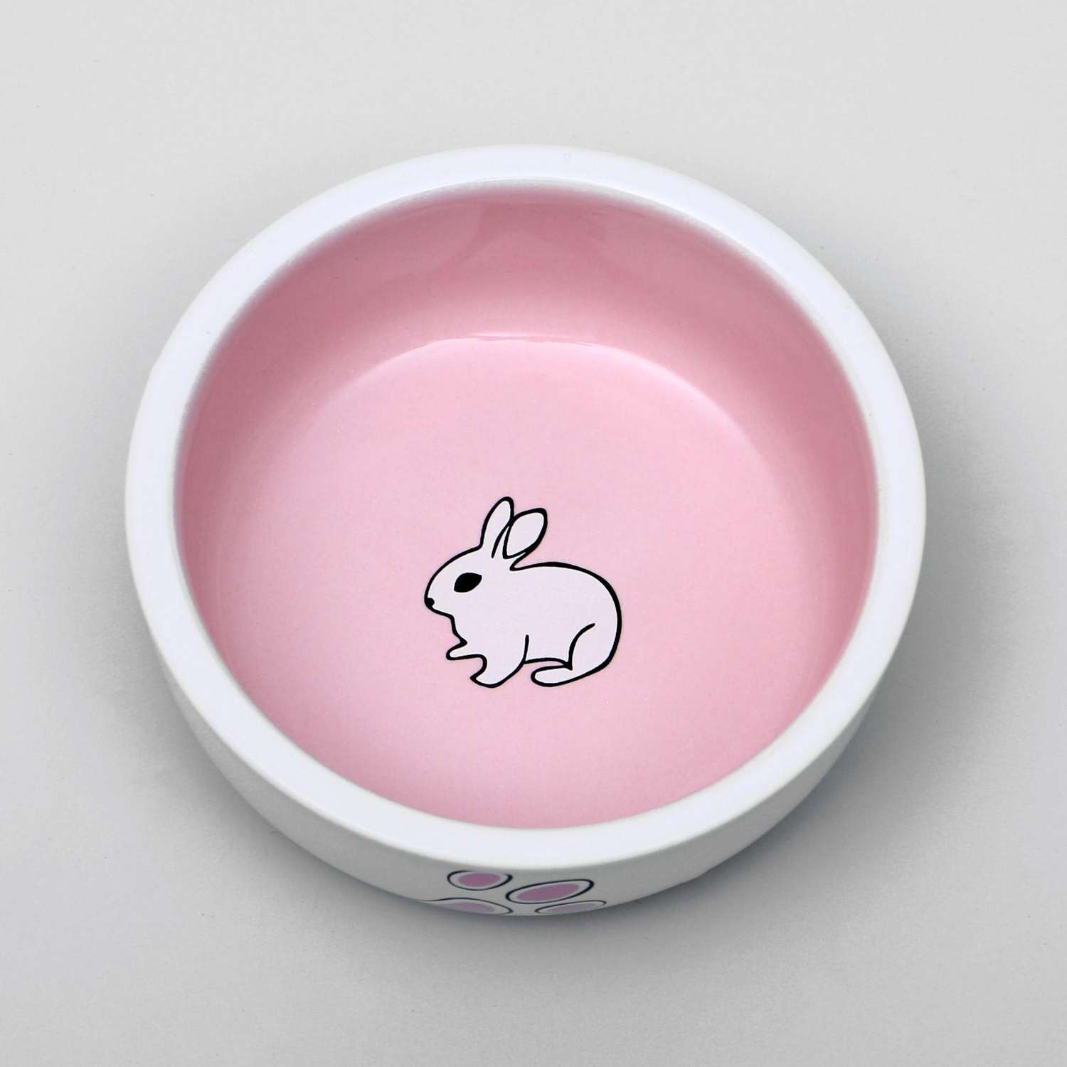 Миска Пижон керамическая для кроликов 200 мл 10х3.7 см бело-розовая - фото 2