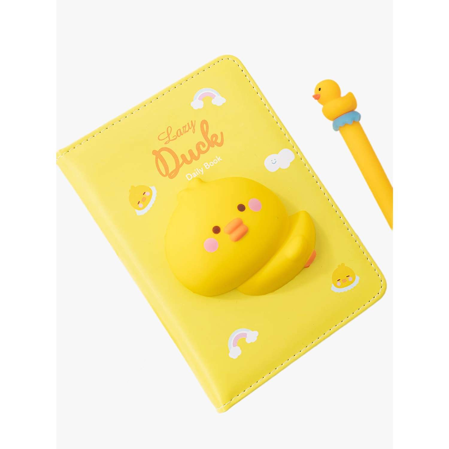Блокнот Михи-Михи со сквишем Утенок Lazy Duck формат А6 желтый - фото 1