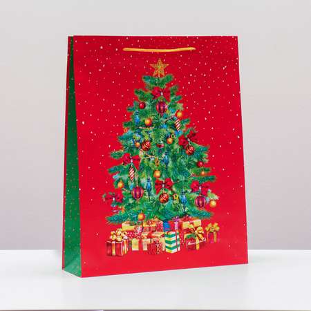 Пакет Sima-Land подарочный «Новогодняя ёлка с подарками» 33×42.5×10 см