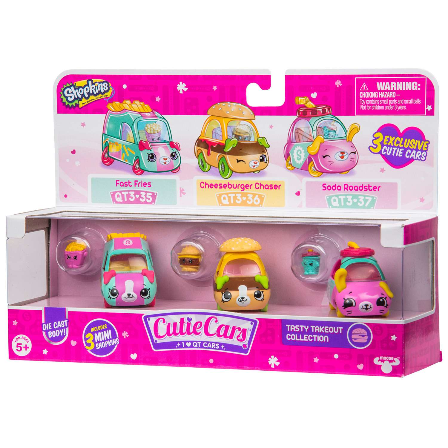 Машинки Cutie Cars 3шт +мини-фигурки Shopkins S3 Вкусный перекус 57139 - фото 1