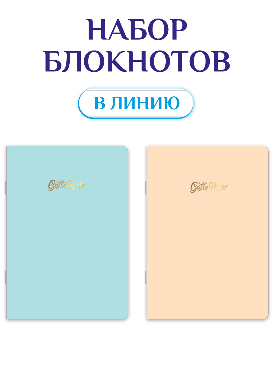 Блокнот Проф-Пресс набор из 2 шт. А5 40 листов в линию однотонный. Голубой+персиковый - фото 1
