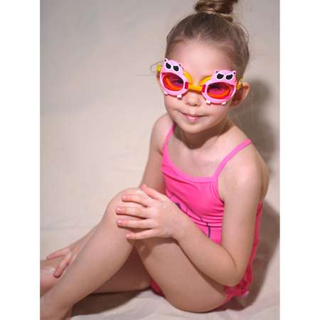 Очки для плавания PlayToday 2-6 лет розово-желтые 12222125