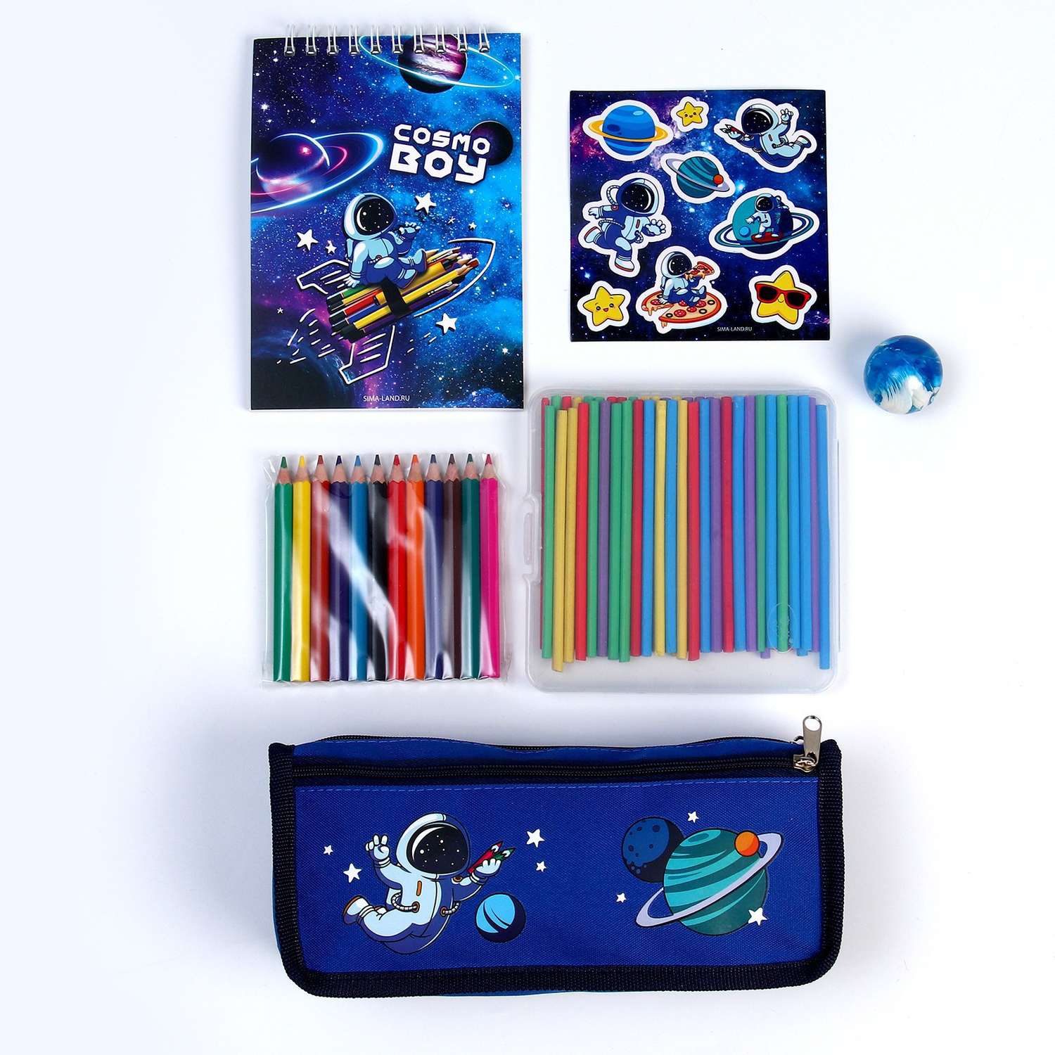 Подарочный набор школьника Milo Toys с мягкой игрушкой «Космонавт» 8 предметов - фото 9