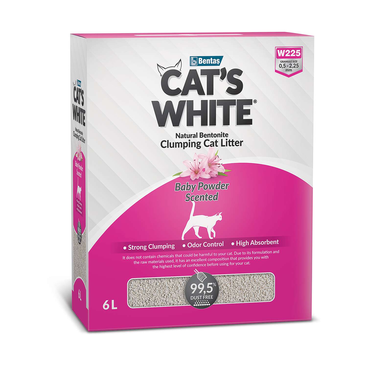 Наполнитель для кошек Cats White Box комкующийся с ароматом детской присыпки 6л - фото 1