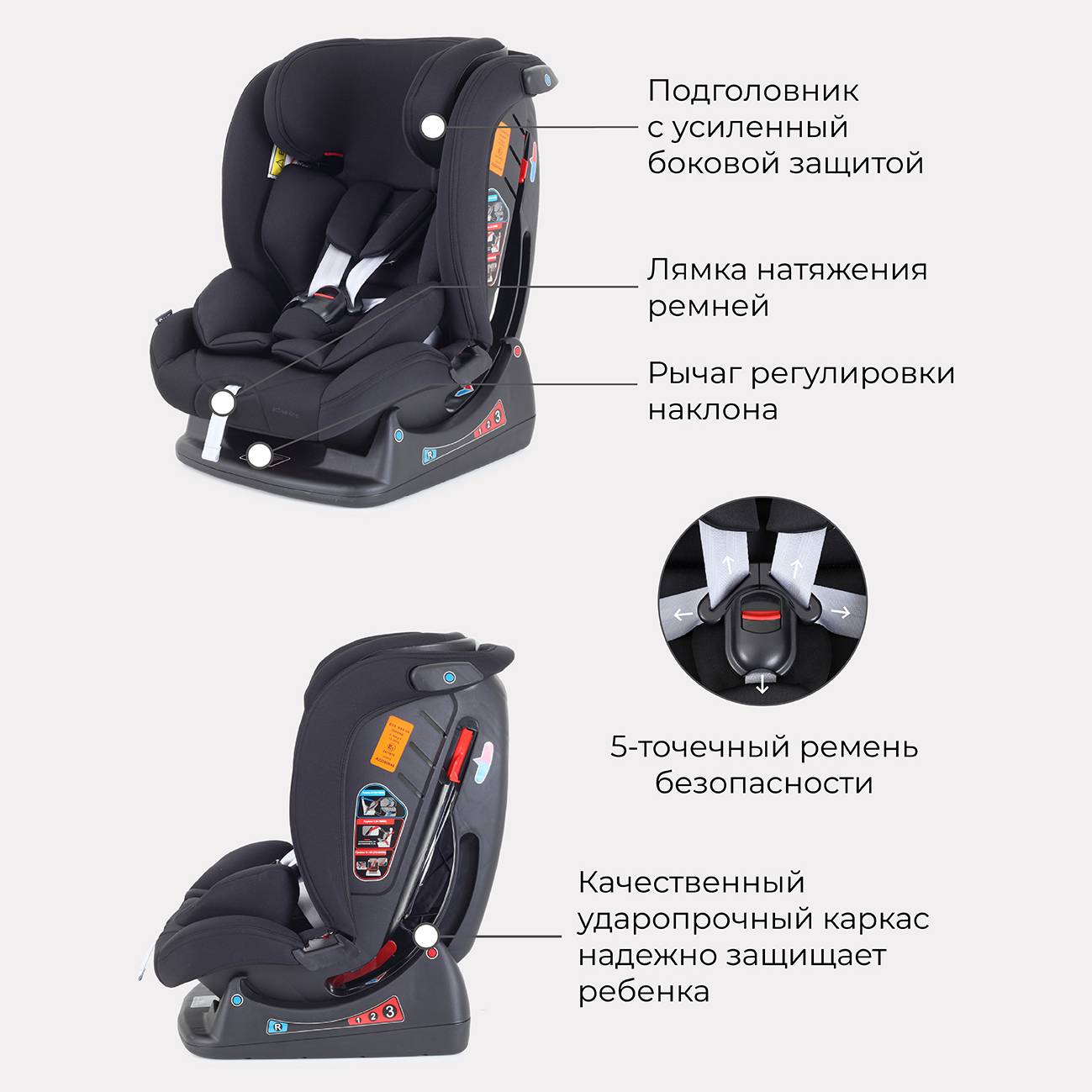 Автокресло детское Rant AY913 MATRIX Active Line Black группа 0+-1-2-3 0-36 кг - фото 4