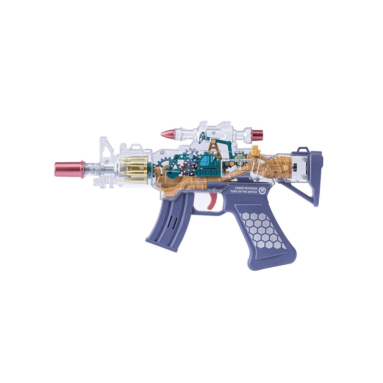 Игрушечное оружие Маленький Воин Автомат на батарейках Свет Звук Подвижные детали Цвет фиолетовый - фото 6
