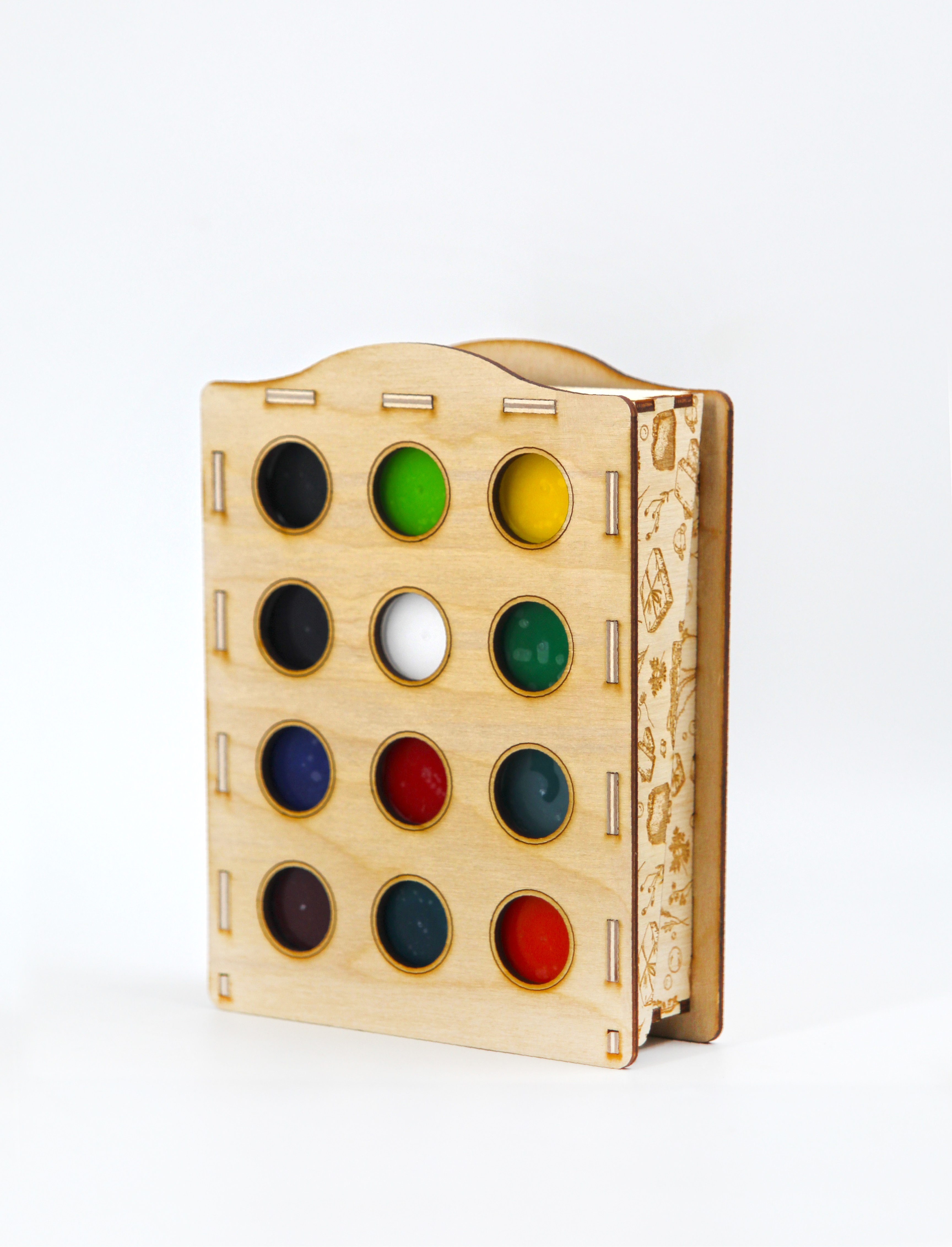 Краситель немигрирующий Выдумщики КОЛОРУС 12 цветов по 20 гр амм комплект в деревянной коробочке - фото 2