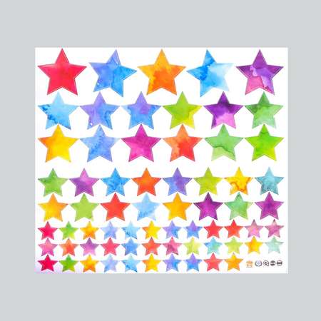 Наклейка Sima-Land пластик интерьерная цветная «Цветные звёзды» 45х50 см