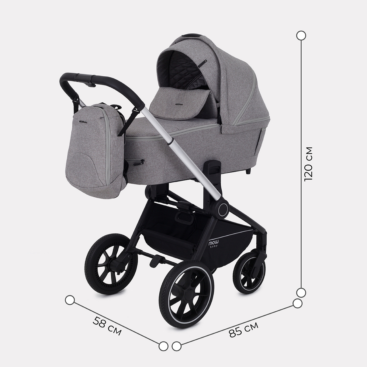 Коляска детская универсальная MOWbaby ZOOMPU (2в1) RA086 Silver Beige - фото 2