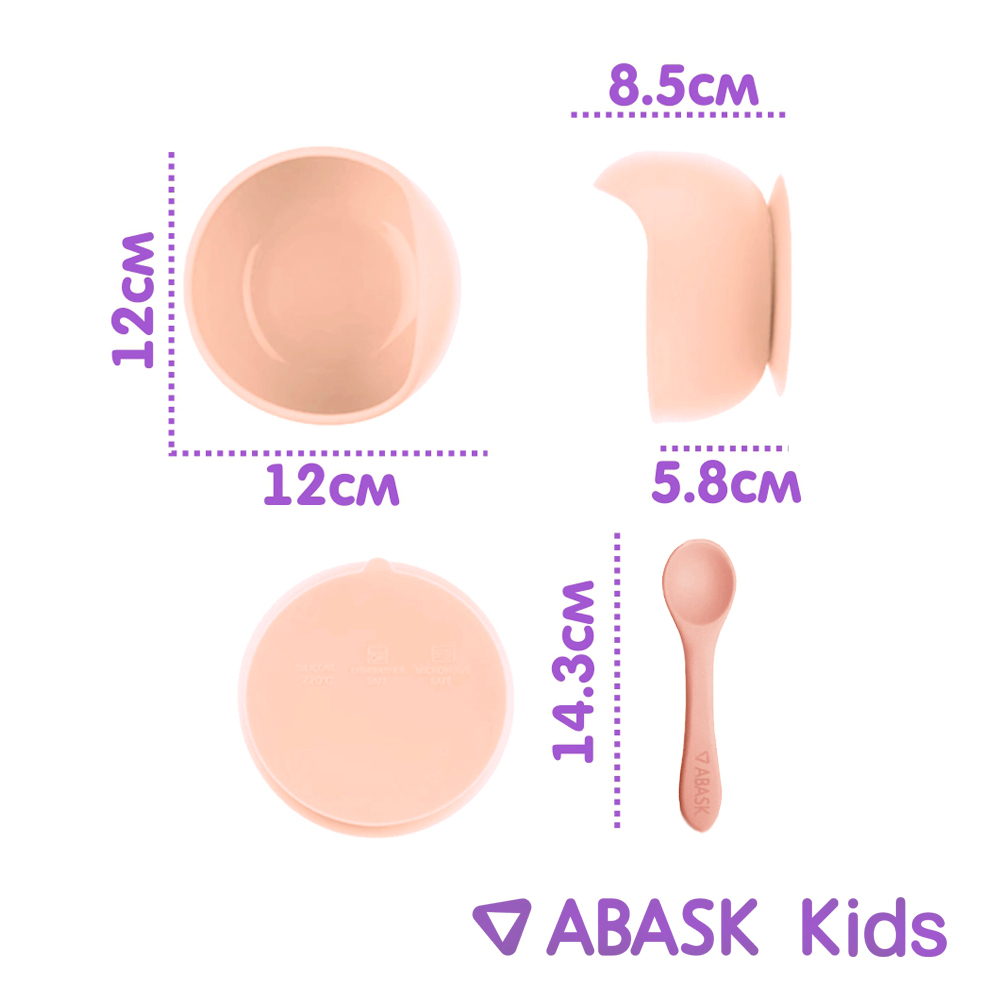 Силиконовая тарелка с ложкой ABASK peach - фото 2