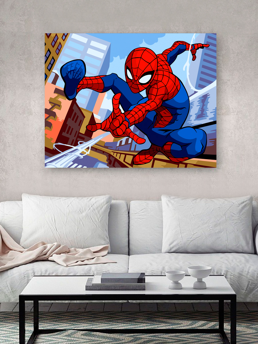 Картина по номерам ARTOP Набор для творчества холст на подрамнике 40х50 см Человек-паук на задании - фото 2