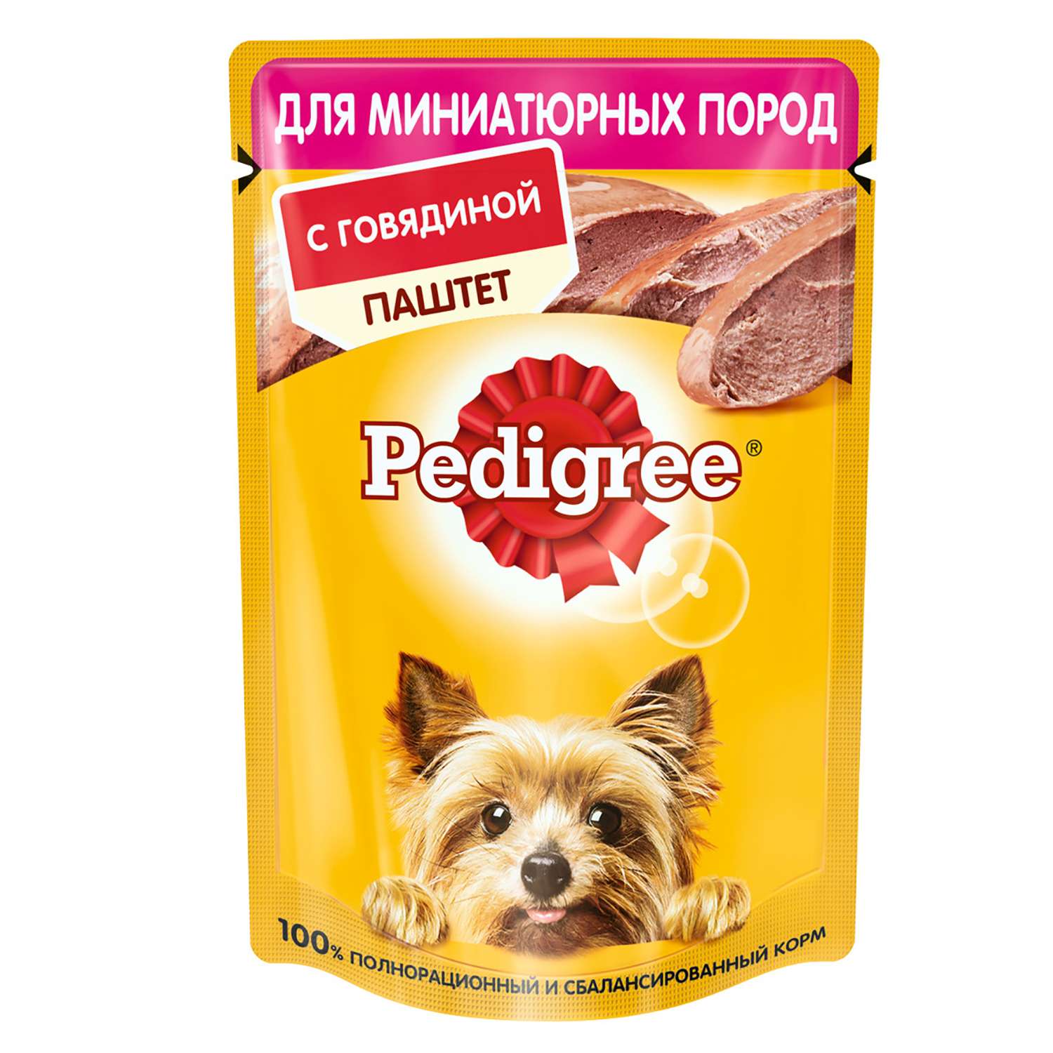 Корм для собак Pedigree миниатюрных пород паштет говядина консервированный 80г - фото 1