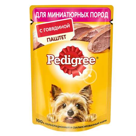 Корм для собак Pedigree миниатюрных пород паштет говядина консервированный 80г