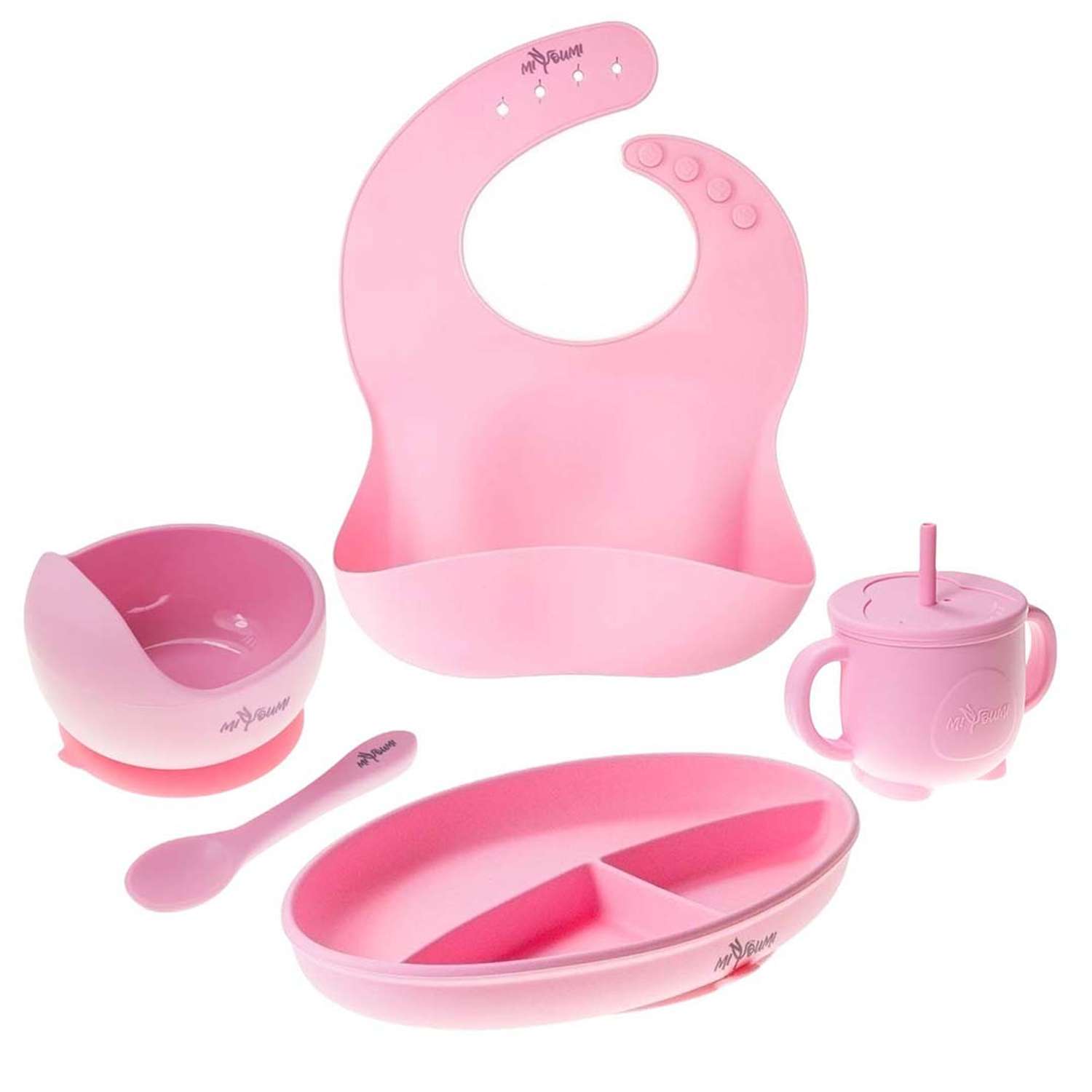 Набор для кормления Miyoumi силиконовый 5 предметов-Baby Pink - фото 15