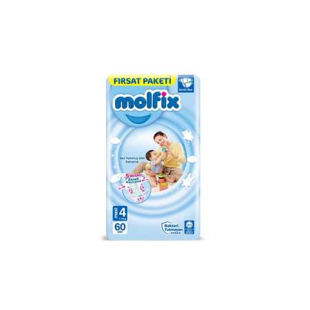 Подгузники Molfix MAXI 9-12 кг 60 шт на липучках