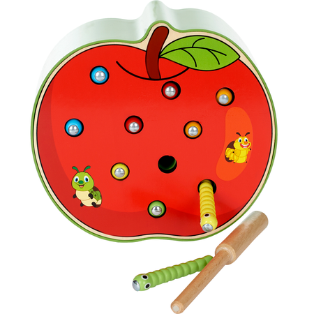 Развивающая игрушка из дерева КУЗЯ ТУТ Набор Червячки в яблоке для развития координации