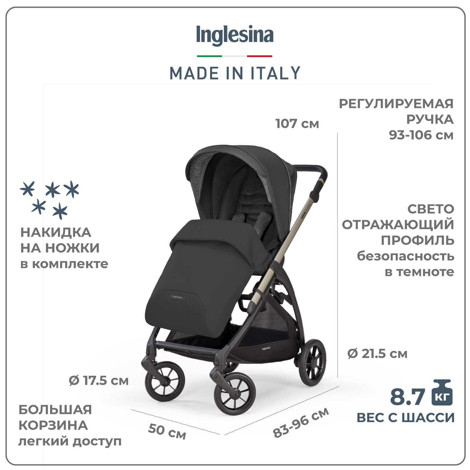 Прогулочная коляска INGLESINA Electa Цвет Upper Black - фото 3