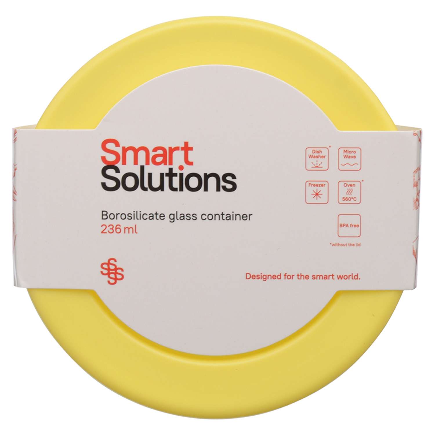 Контейнер для еды Smart Solutions стеклянный 236 мл желтый - фото 4
