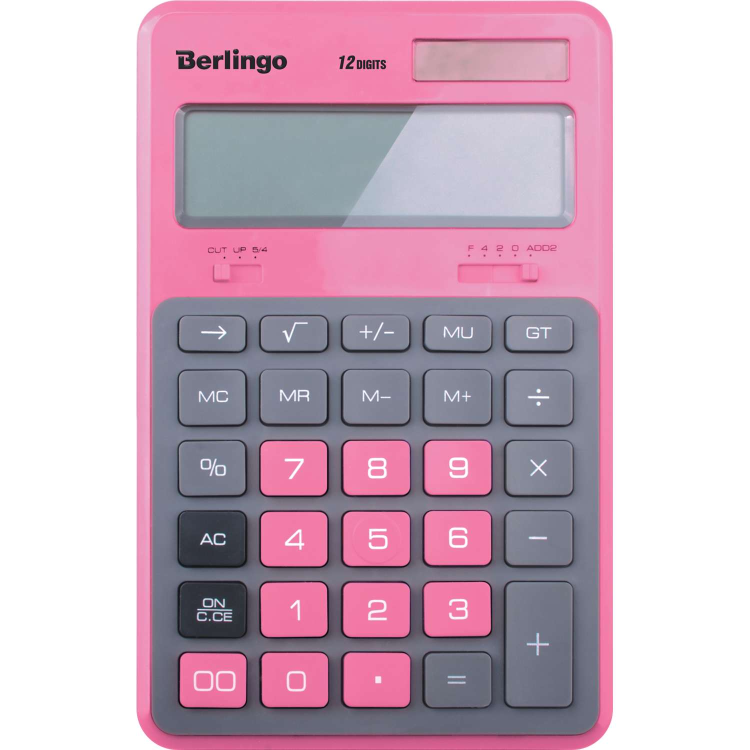 Калькулятор Berlingo настольный Hyper двойное питание 171*108*12 розовый - фото 1