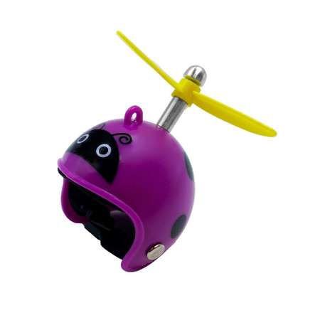 Велосипедный звонок Mobylos Утка в шлеме с пропеллером Коровка фиолетовая