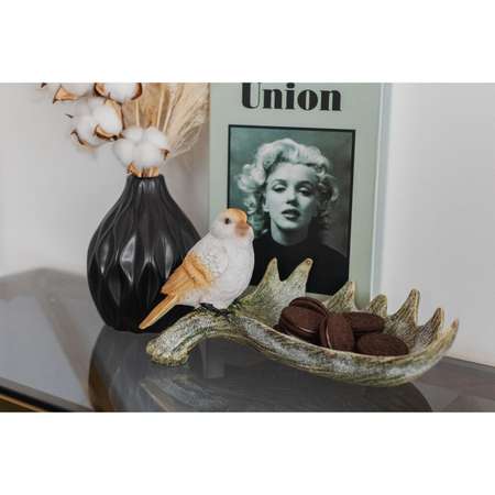 Подставка конфетница Хорошие сувениры «Лосиный рог с птичкой»акрил 28х15х14см